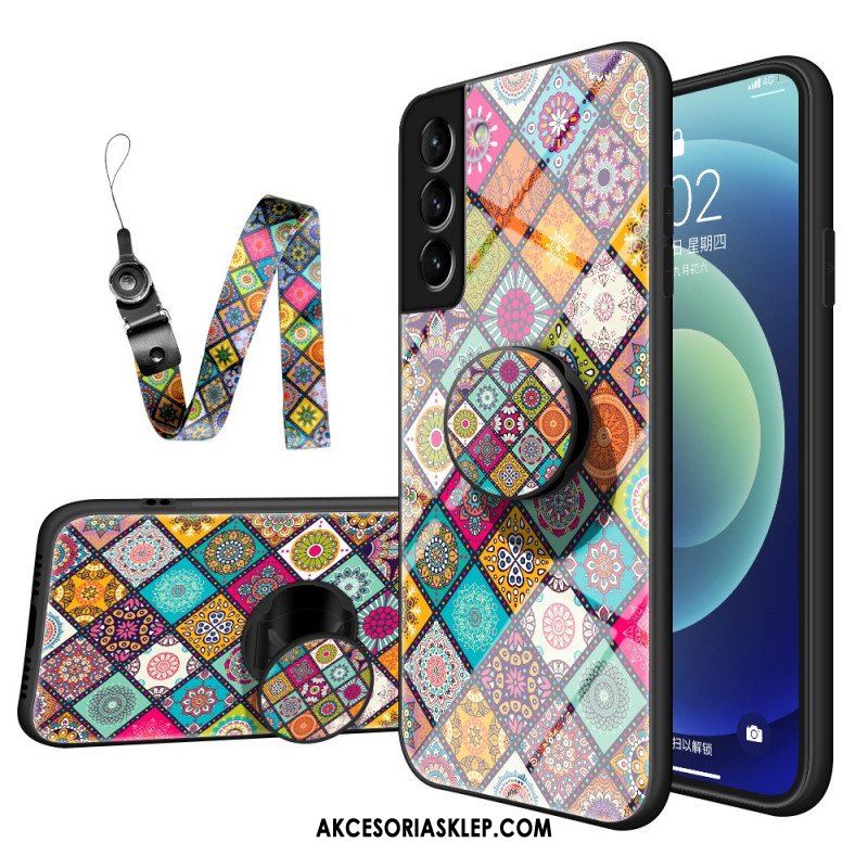 Etui do Samsung Galaxy S22 5G Patchworkowy Uchwyt Magnetyczny