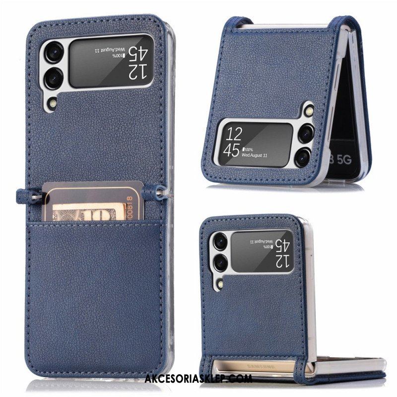 Etui do Samsung Galaxy Z Flip 3 5G Etui Folio Posiadacz Karty Ze Skóry Teksturowanej