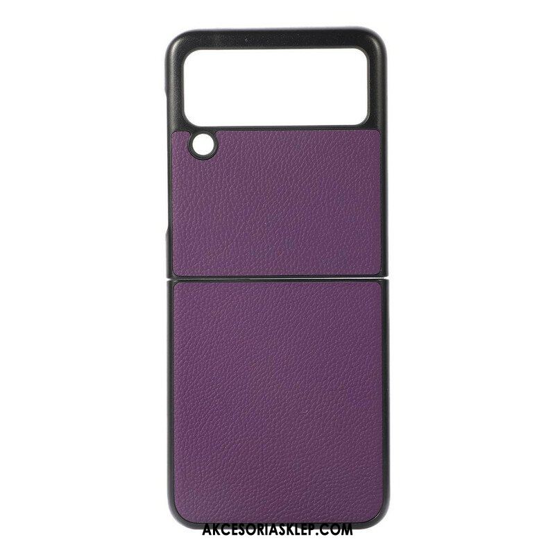 Etui do Samsung Galaxy Z Flip 3 5G Etui Folio Prawdziwa Skóra Litchi