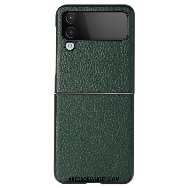 Etui do Samsung Galaxy Z Flip 4 Etui Folio Skóra Naturalna Liczi