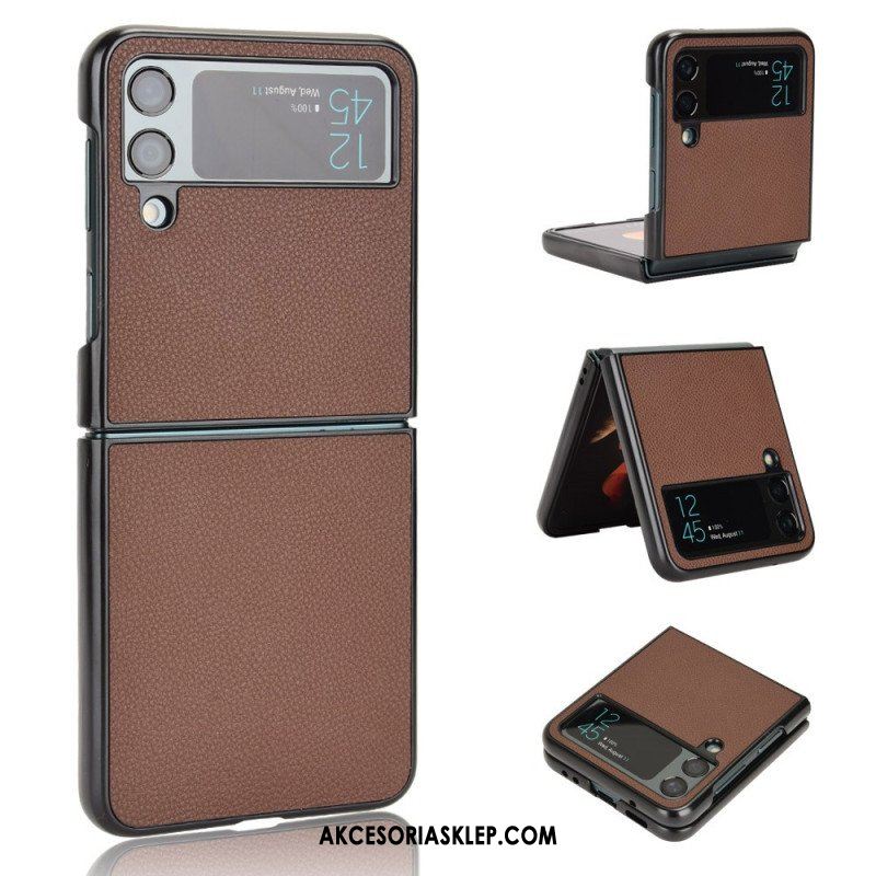 Etui do Samsung Galaxy Z Flip 4 Etui Folio Skórzana Tekstura Liczi