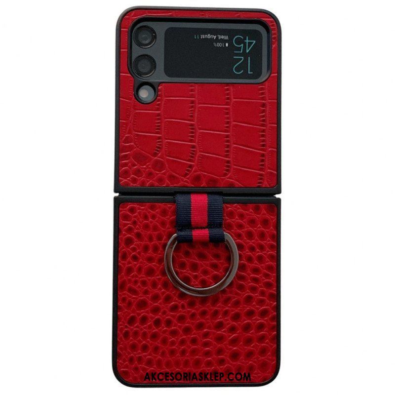 Etui do Samsung Galaxy Z Flip 4 Etui Folio Styl Krokodyla I Pierścienia