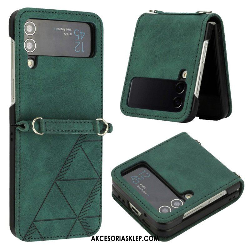 Etui do Samsung Galaxy Z Flip 4 Etui Folio Trójkąty Ze Sztucznej Skóry