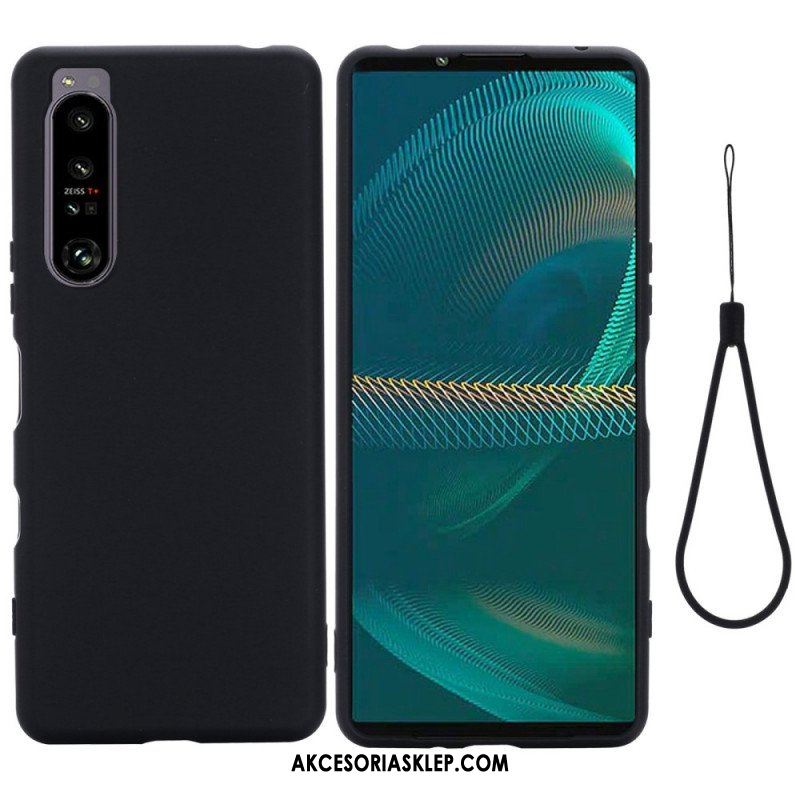 Etui do Sony Xperia 1 IV z Łańcuch Płynny Silikon W Paski