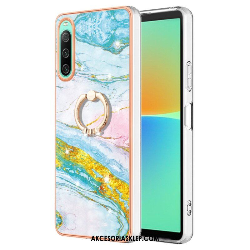 Etui do Sony Xperia 10 IV Marmur Ze Wspornikiem Pierścienia