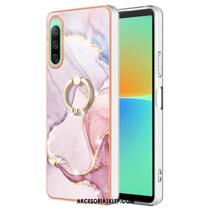 Etui do Sony Xperia 10 IV Marmur Ze Wspornikiem Pierścienia