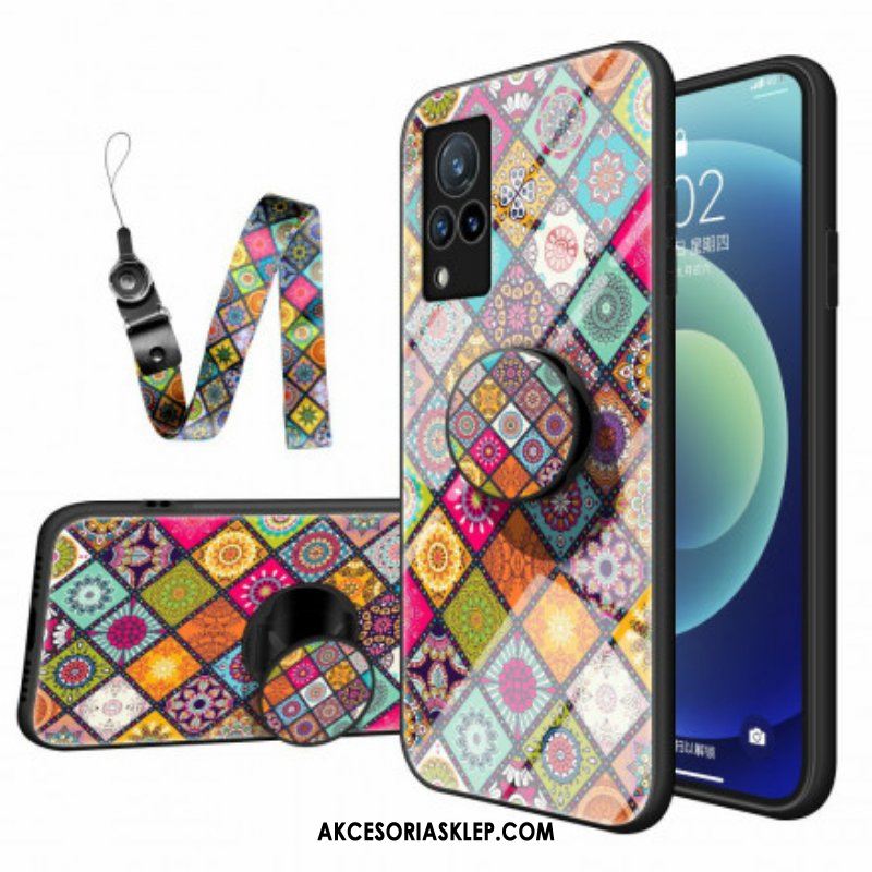 Etui do Vivo V21 5G Patchworkowy Uchwyt Magnetyczny