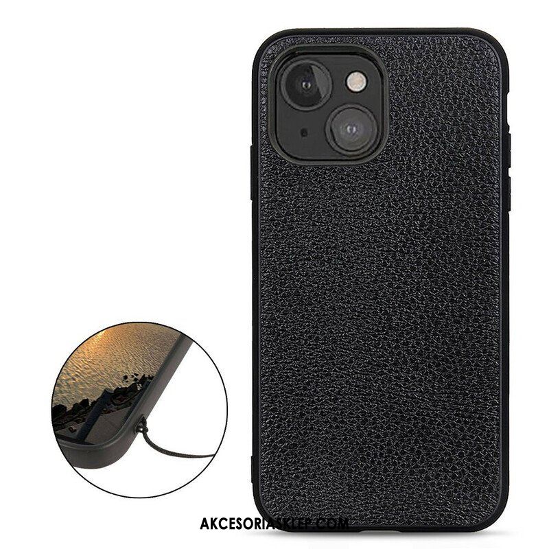Etui do iPhone 13 Mini Prawdziwa Skóra Litchi
