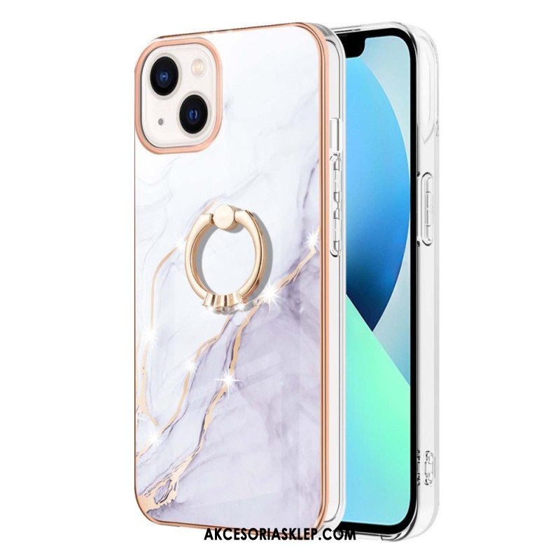 Etui do iPhone 15 Plus Styl Marmurowy Z Pierścieniem Podporowym