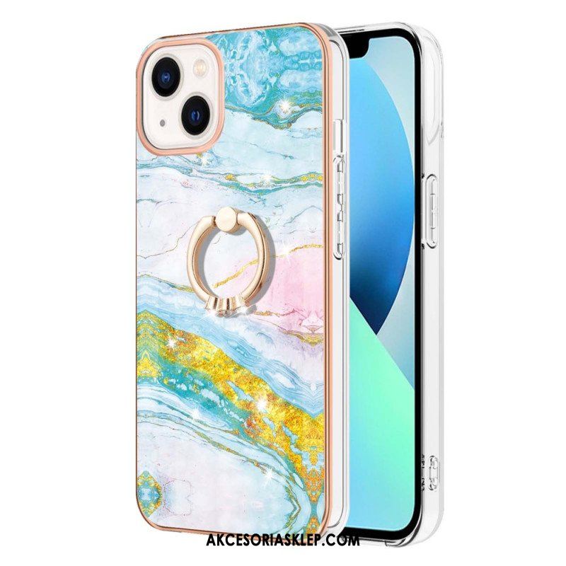 Etui do iPhone 15 Plus Styl Marmurowy Z Pierścieniem Podporowym