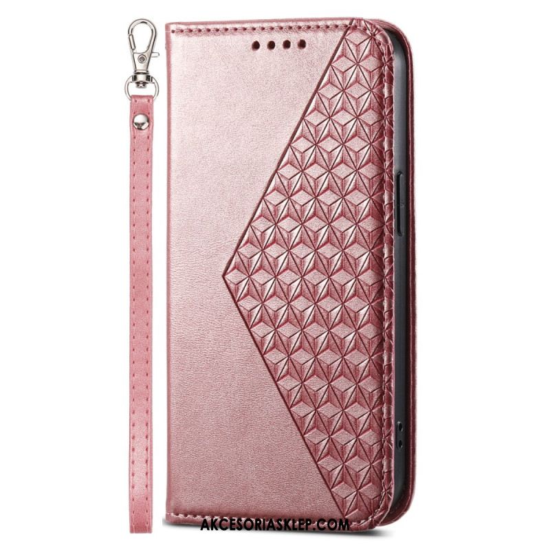 Flip Kotelot Samsung Galaxy A15 Portfel Z Nadrukiem 3d W Kształcie Rombu Etui Ochronne