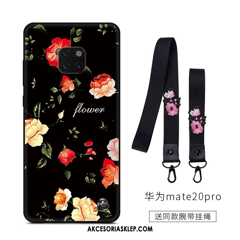 Futerał Huawei Mate 20 Pro Czarny Kwiaty Miękki Mały Ochraniacz Obudowa Tanie