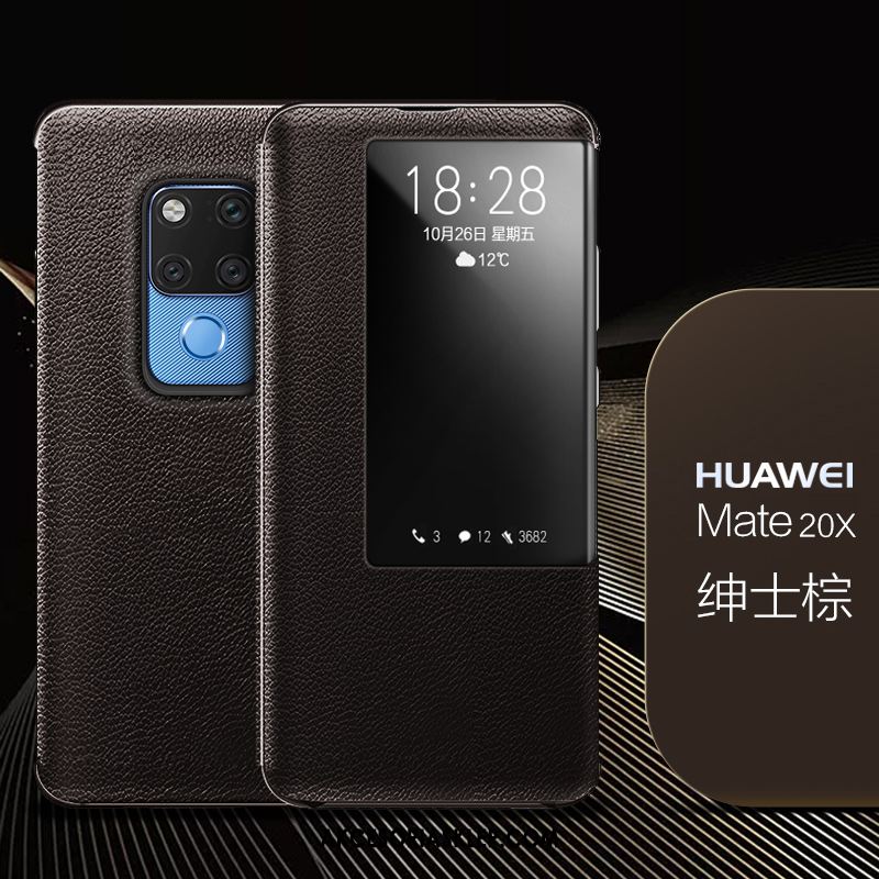 Futerał Huawei Mate 20 X Skórzany Futerał Telefon Komórkowy Czerwony Biznes Ochraniacz Obudowa Tanie