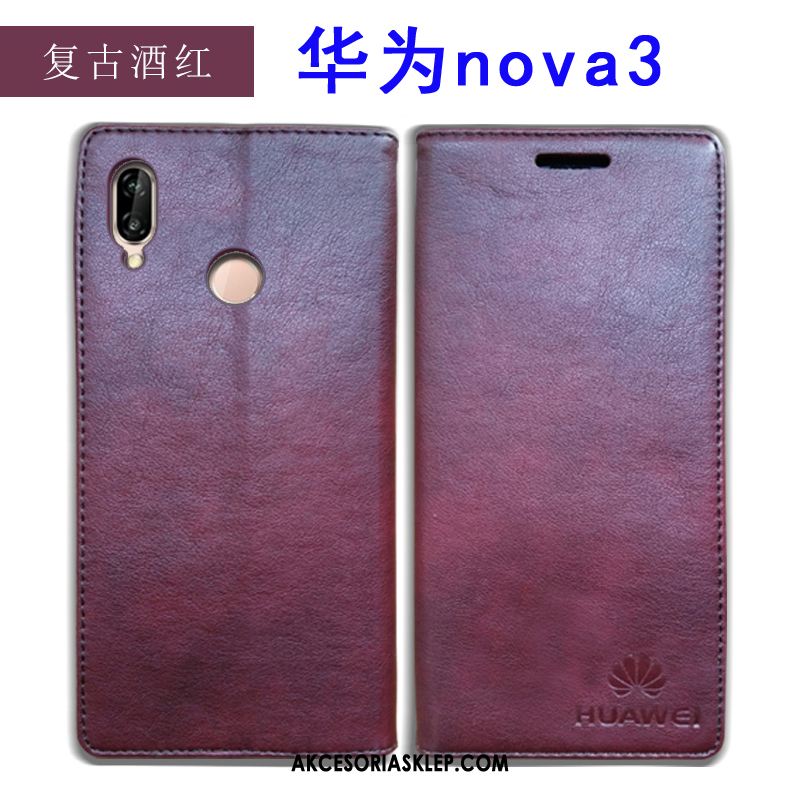 Futerał Huawei Nova 3 Prawdziwa Skóra Skórzany Futerał Telefon Komórkowy Czerwony All Inclusive Etui Na Sprzedaż