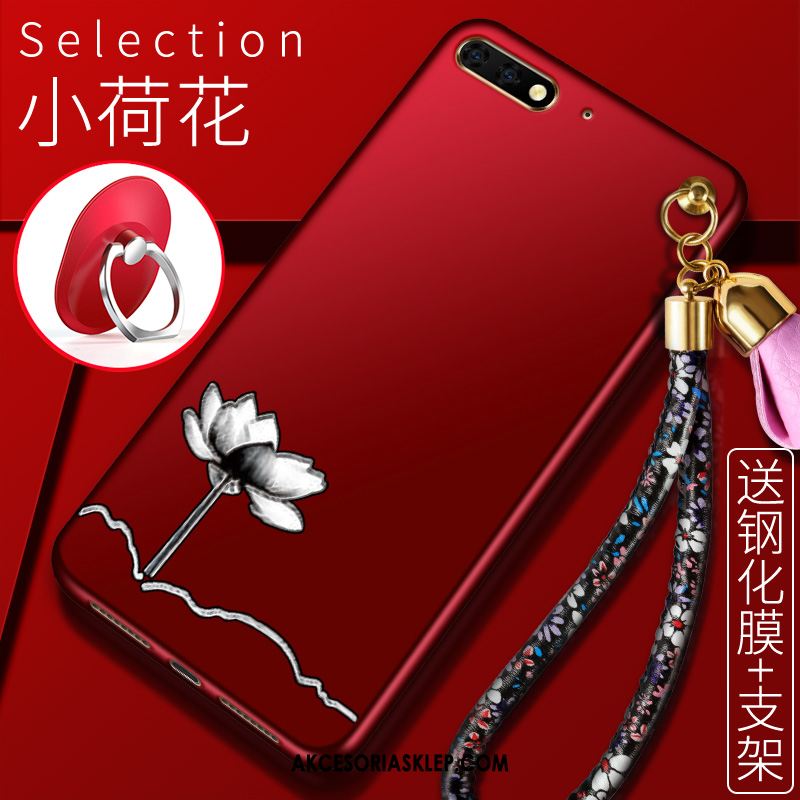 Futerał Huawei Y6 2018 Wspornik Miękki Czerwony Kwiaty Telefon Komórkowy Obudowa Tanie