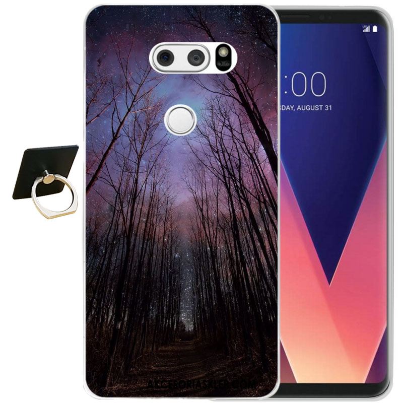 Futerał Lg V30 Czarny Relief Silikonowe Ochraniacz All Inclusive Etui Tanie