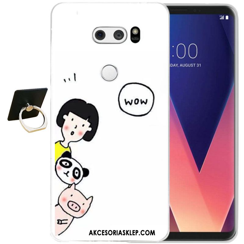 Futerał Lg V30 Czarny Relief Silikonowe Ochraniacz All Inclusive Etui Tanie