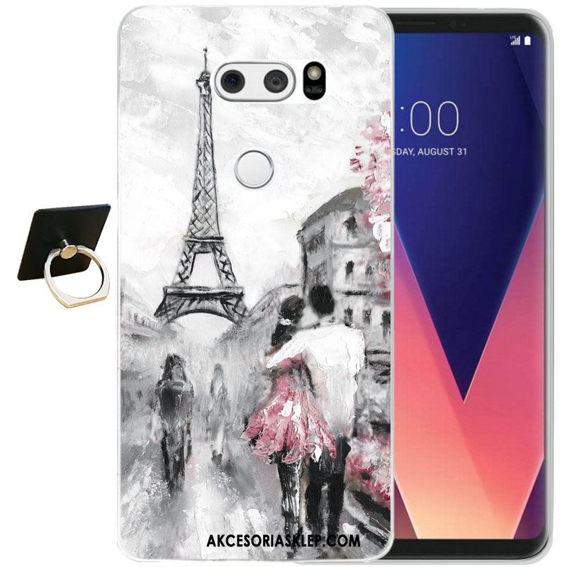 Futerał Lg V30 Czarny Relief Silikonowe Ochraniacz All Inclusive Etui Tanie