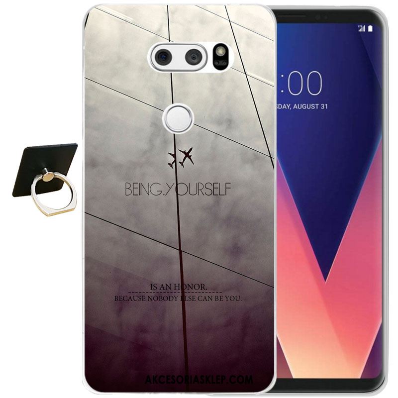 Futerał Lg V30 Czarny Relief Silikonowe Ochraniacz All Inclusive Etui Tanie