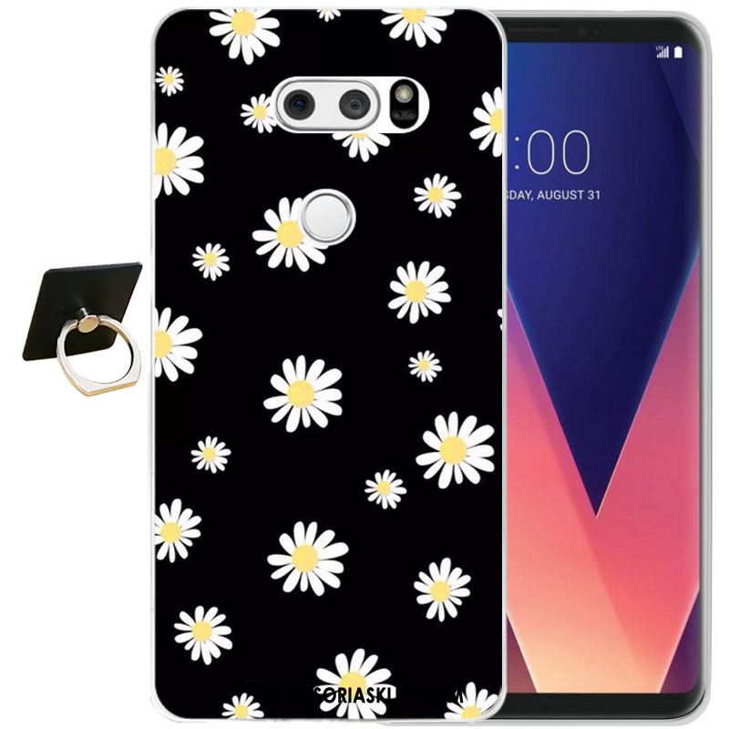 Futerał Lg V30 Czarny Relief Silikonowe Ochraniacz All Inclusive Etui Tanie