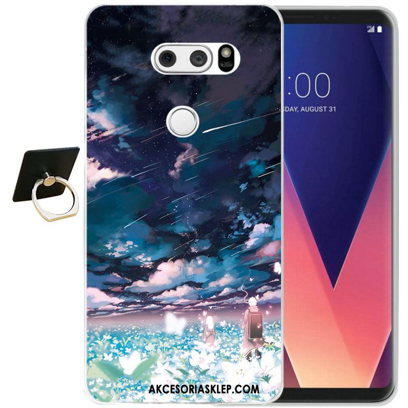 Futerał Lg V30 Czarny Relief Silikonowe Ochraniacz All Inclusive Etui Tanie