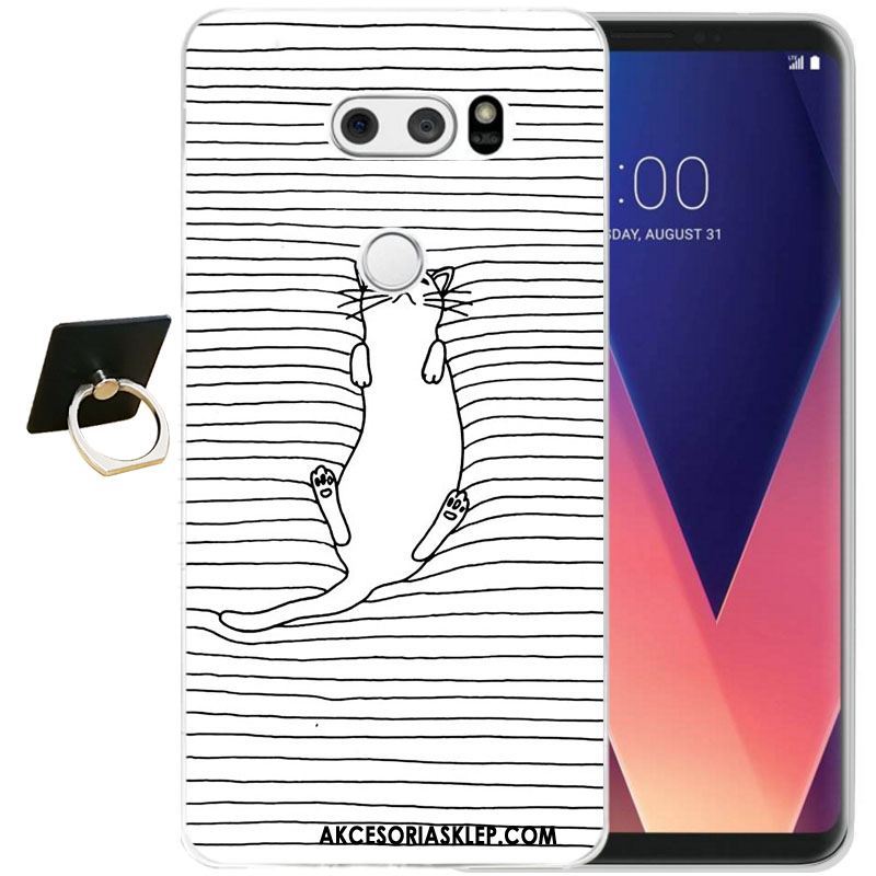 Futerał Lg V30 Czarny Relief Silikonowe Ochraniacz All Inclusive Etui Tanie