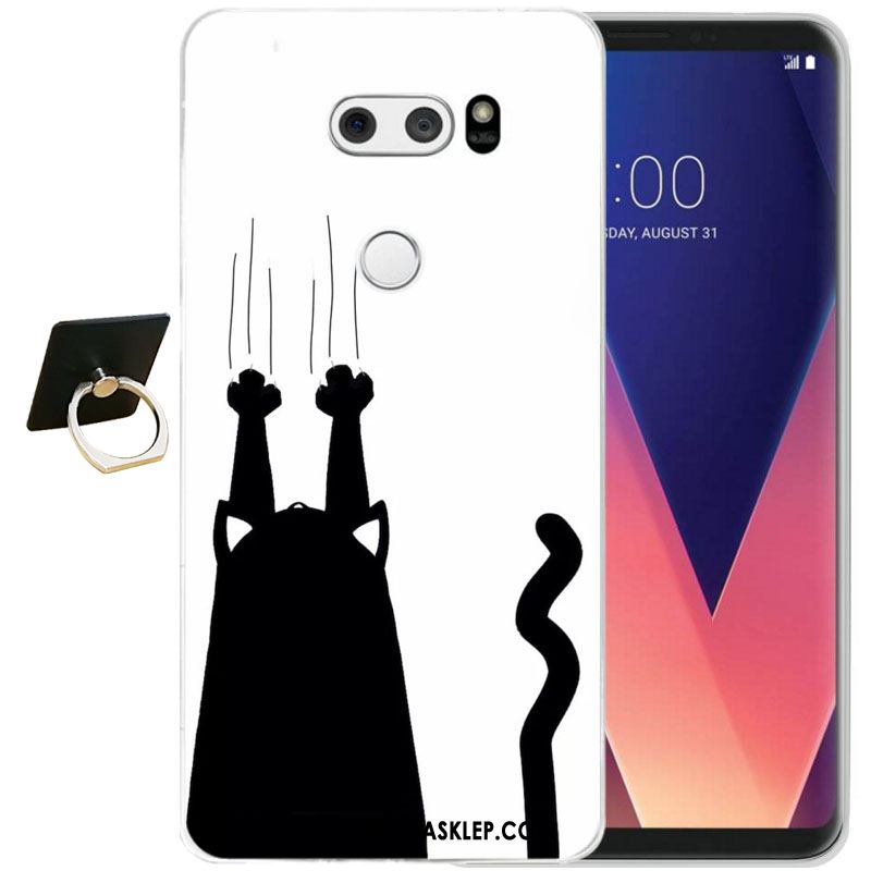 Futerał Lg V30 Czarny Relief Silikonowe Ochraniacz All Inclusive Etui Tanie