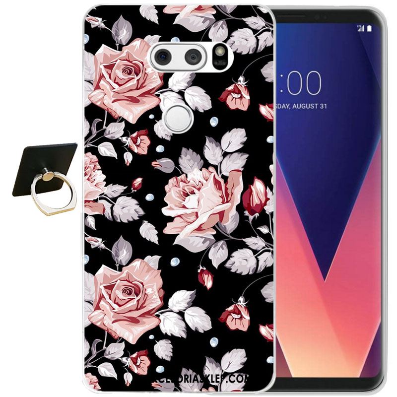 Futerał Lg V30 Czarny Relief Silikonowe Ochraniacz All Inclusive Etui Tanie