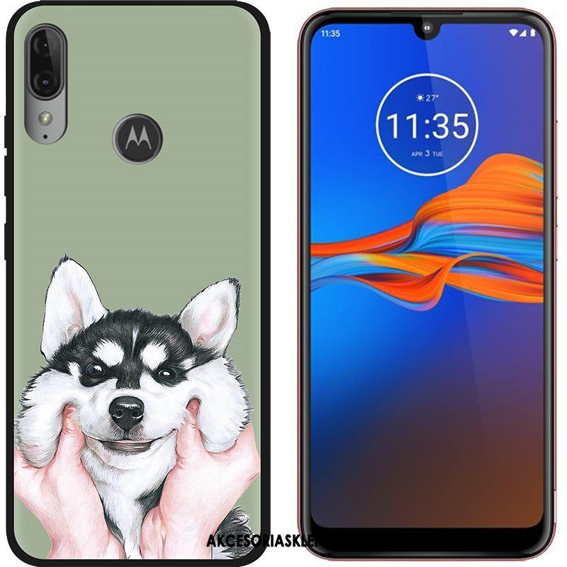 Futerał Moto E6 Plus Telefon Komórkowy Kreatywne Nubuku Czarny Zielony Obudowa Dyskont