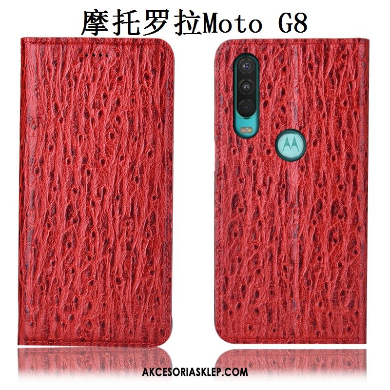 Futerał Moto G8 Ciemno Niebieski Ochraniacz Ptak Anti-fall Prawdziwa Skóra Etui Tanie