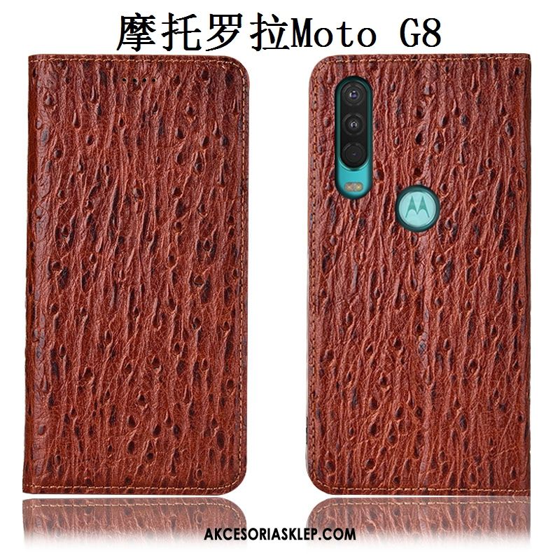 Futerał Moto G8 Ciemno Niebieski Ochraniacz Ptak Anti-fall Prawdziwa Skóra Etui Tanie