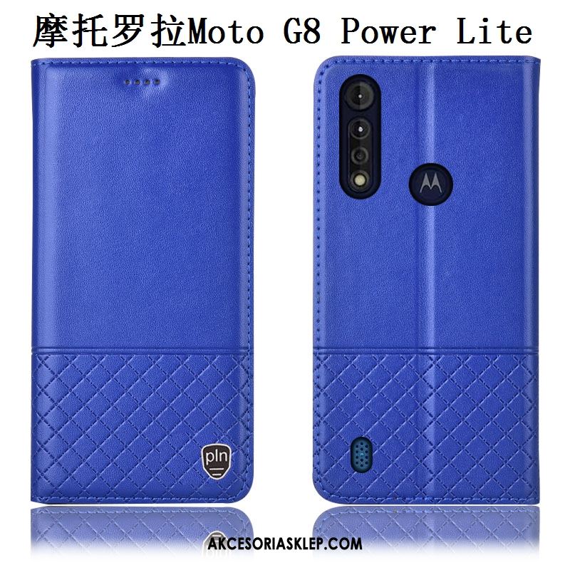 Futerał Moto G8 Power Lite Anti-fall All Inclusive Niebieski Prawdziwa Skóra Telefon Komórkowy Etui Sklep