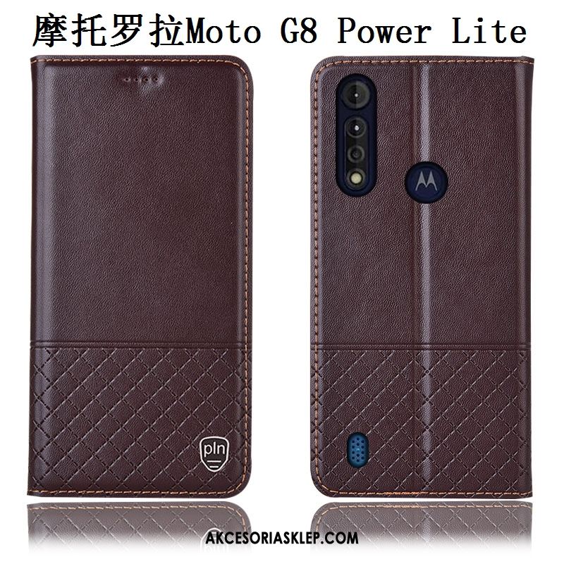 Futerał Moto G8 Power Lite Anti-fall All Inclusive Niebieski Prawdziwa Skóra Telefon Komórkowy Etui Sklep