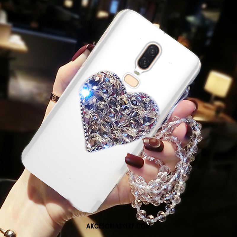 Futerał Oneplus 6 Anti-fall Miłość Telefon Komórkowy Rhinestone Biały Sklep