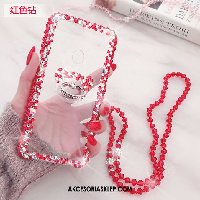 Futerał Oppo R11s Czerwony Wspornik Rhinestone Luksusowy Wiszące Ozdoby Etui Sklep