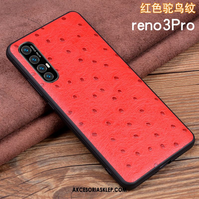 Futerał Oppo Reno 3 Pro Biznes All Inclusive Anti-fall Prawdziwa Skóra Czerwony Netto Etui Sklep