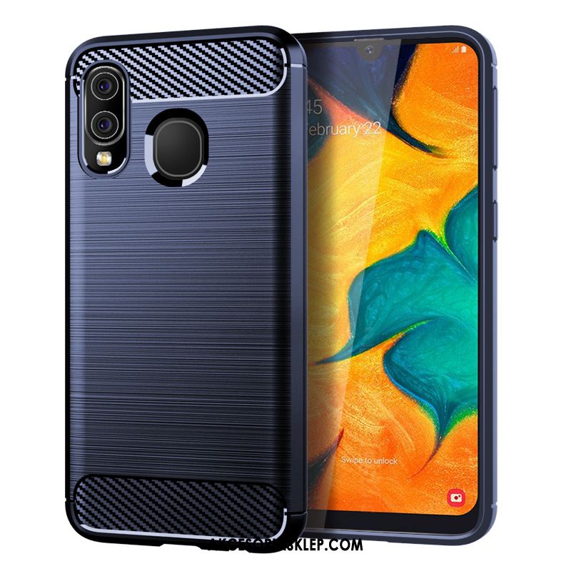 Futerał Samsung Galaxy A40 Niebieski Silikonowe Anti-fall Wzór Jedwab Obudowa Sklep