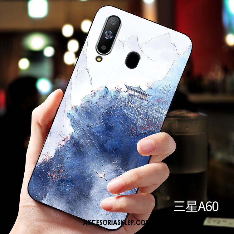 Futerał Samsung Galaxy A60 Relief Biały Ochraniacz Telefon Komórkowy Gwiazda Tanie