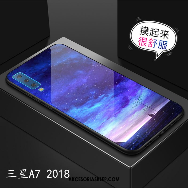 Futerał Samsung Galaxy A7 2018 Anti-fall Gwiazda Niebieski Szkło Moda Etui Tanie