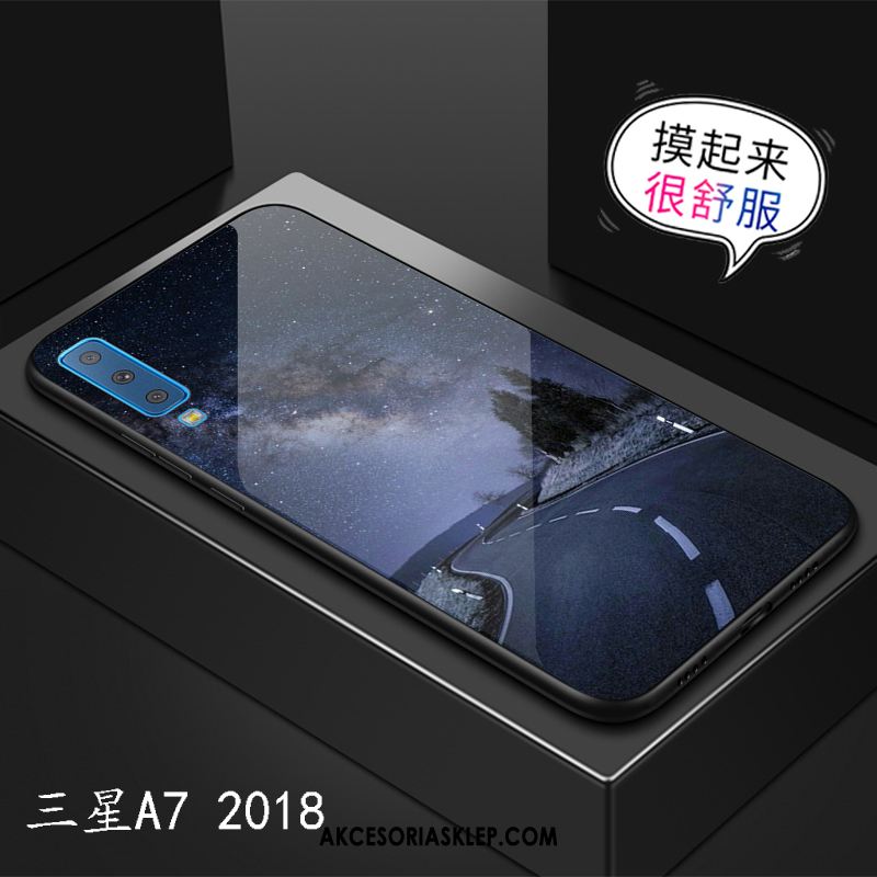 Futerał Samsung Galaxy A7 2018 Anti-fall Gwiazda Niebieski Szkło Moda Etui Tanie