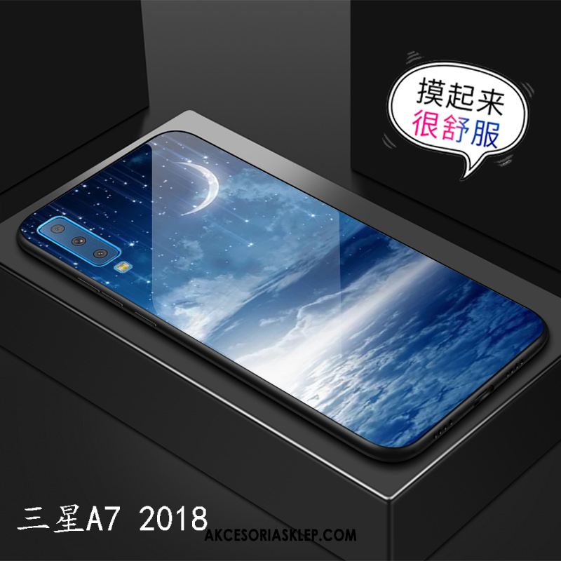 Futerał Samsung Galaxy A7 2018 Anti-fall Gwiazda Niebieski Szkło Moda Etui Tanie