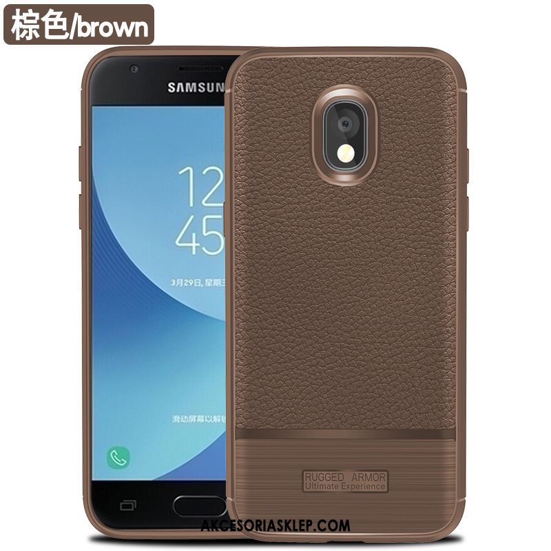 Futerał Samsung Galaxy J7 2017 Akcesoria Miękki Wzór Litchi Niebieski Etui Oferta