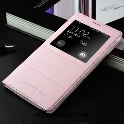 Futerał Samsung Galaxy Note 4 Skórzany Futerał Telefon Komórkowy Klapa Gwiazda Różowe Obudowa Tanie