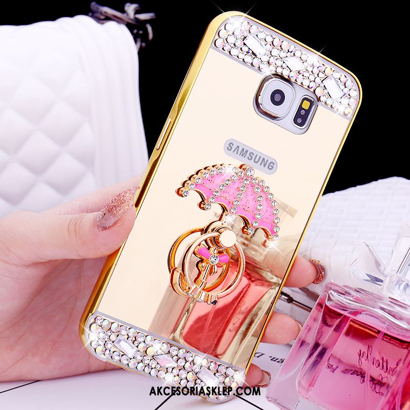 Futerał Samsung Galaxy S6 Różowe Złoto Rhinestone Ochraniacz Metal Gwiazda Etui Sklep