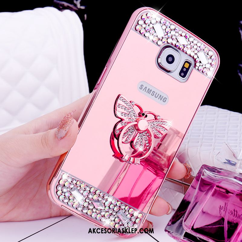 Futerał Samsung Galaxy S6 Różowe Złoto Rhinestone Ochraniacz Metal Gwiazda Etui Sklep