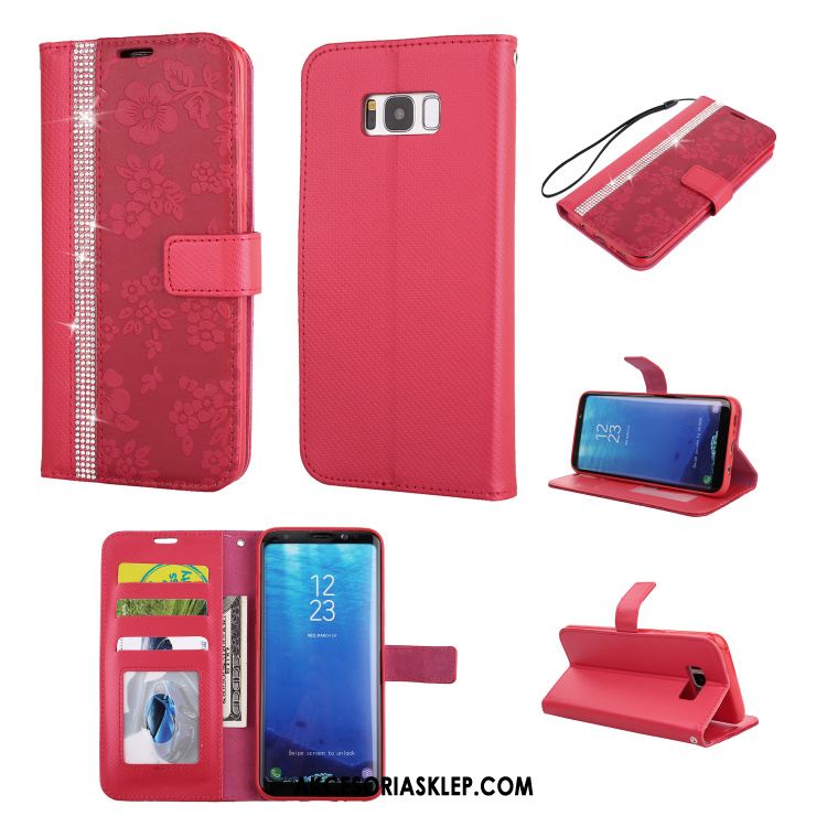 Futerał Samsung Galaxy S8 Czerwony Karta Telefon Komórkowy Rhinestone Ochraniacz Obudowa Tanie