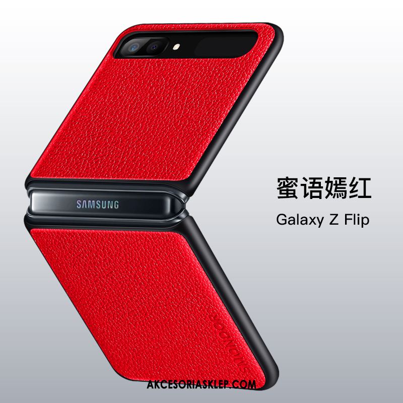 Futerał Samsung Z Flip Uniform Skórzany Futerał Ochraniacz Czerwony Prawdziwa Skóra Etui Kup