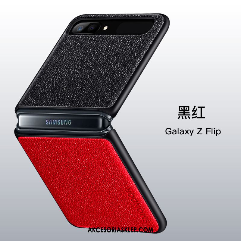 Futerał Samsung Z Flip Uniform Skórzany Futerał Ochraniacz Czerwony Prawdziwa Skóra Etui Kup