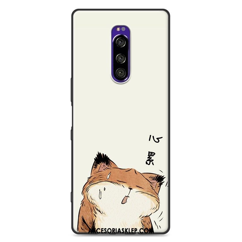 Futerał Sony Xperia 1 Kreskówka Czarny Biały Piękny Nubuku Etui Tanie