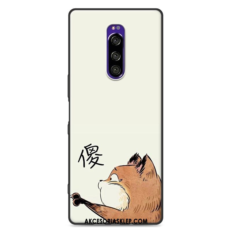 Futerał Sony Xperia 1 Kreskówka Czarny Biały Piękny Nubuku Etui Tanie